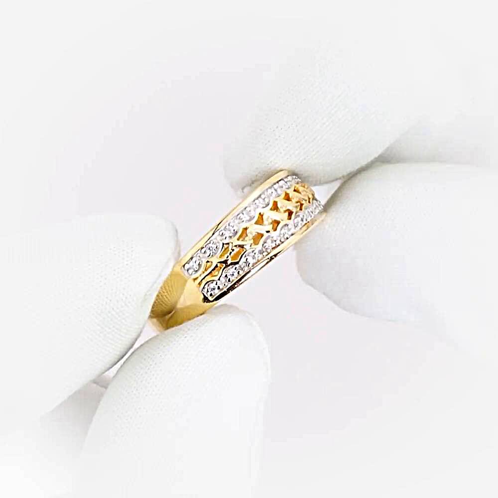 Кольцо с фианитами из красного золота 585 пробы 1