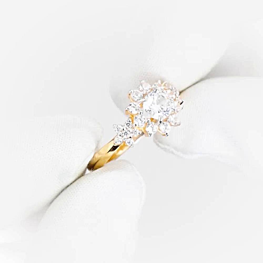 Кольцо с фианитами из красного золота 585 пробы 1