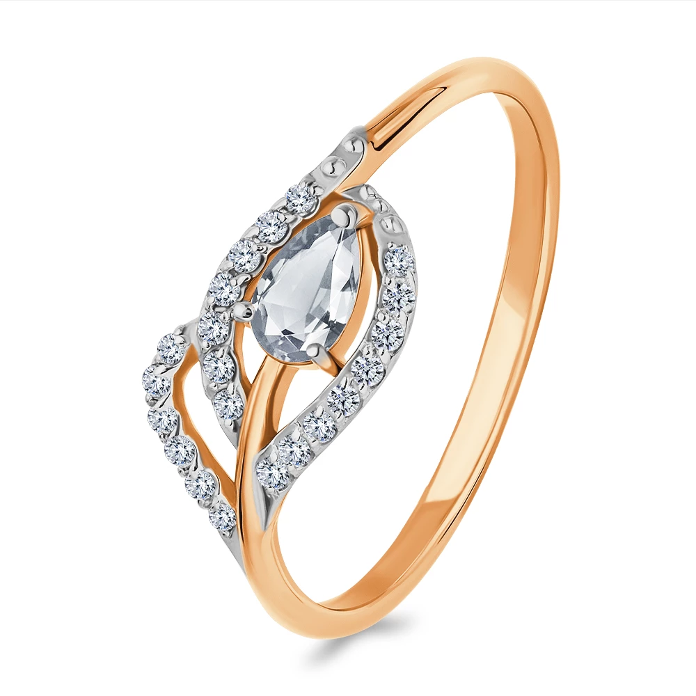 Кольцо с фианитами из красного золота 585 пробы 1