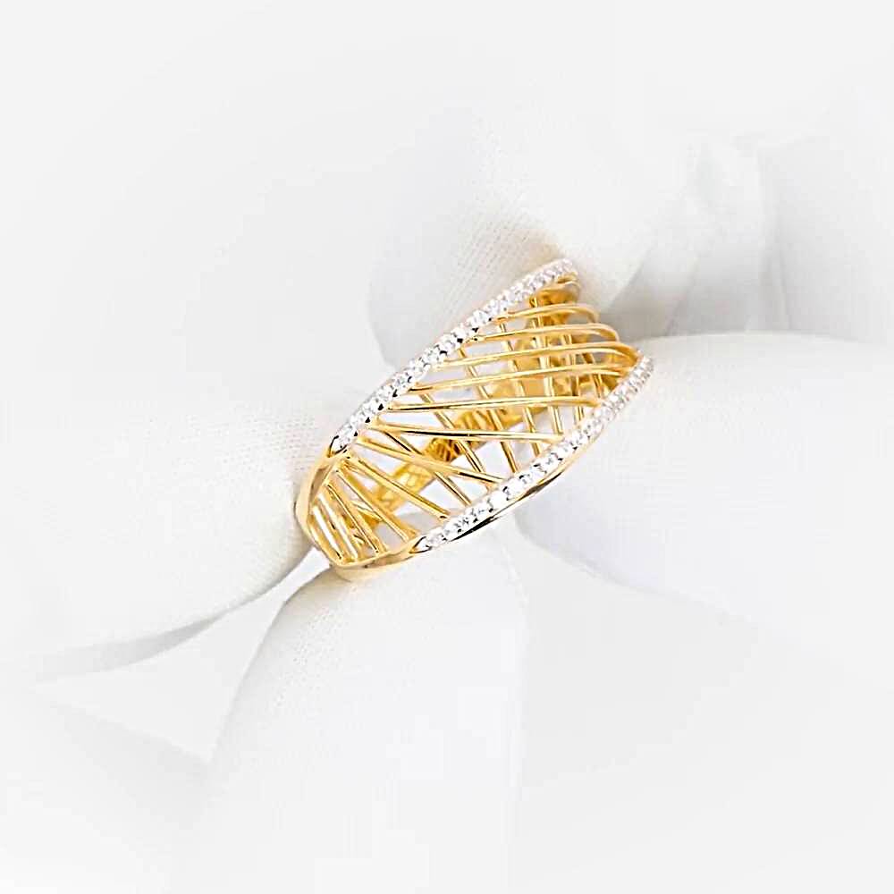 Кольцо с фианитами из красного золота 585 пробы 1