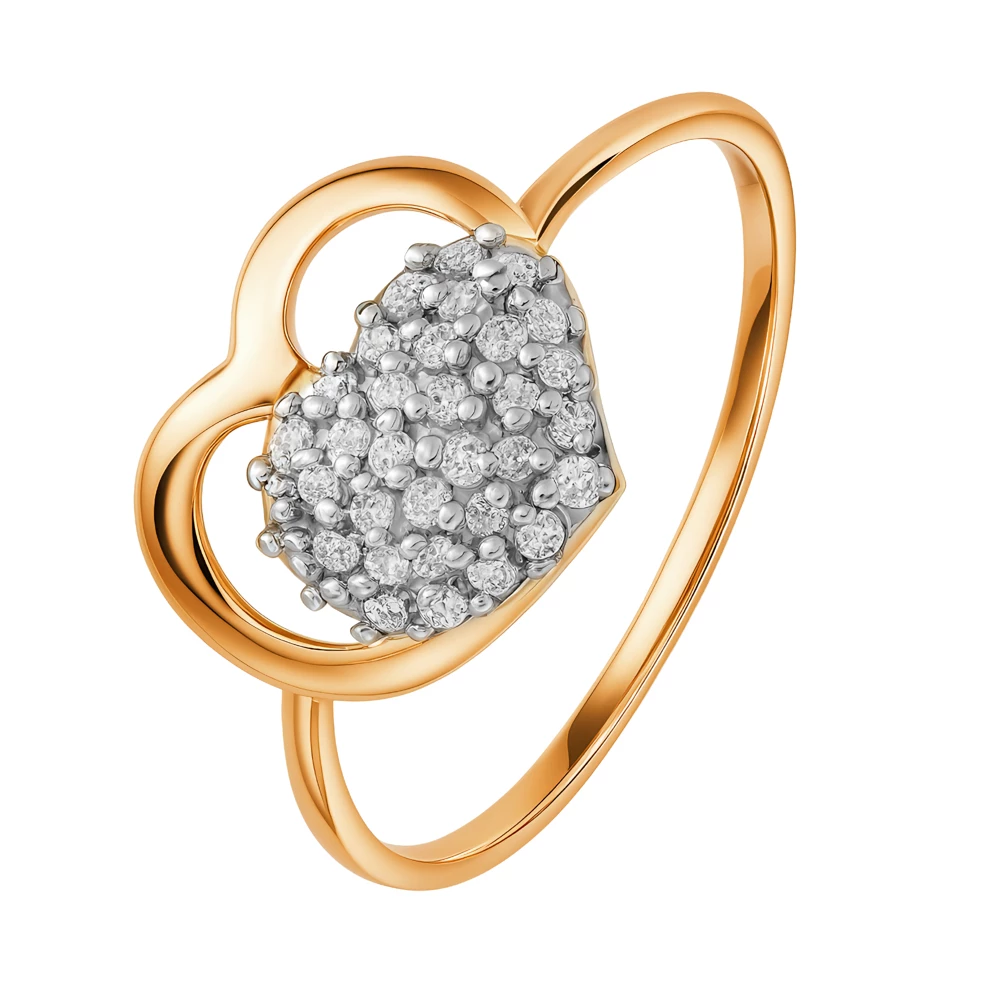 Кольцо с фианитами из красного золота 375 пробы