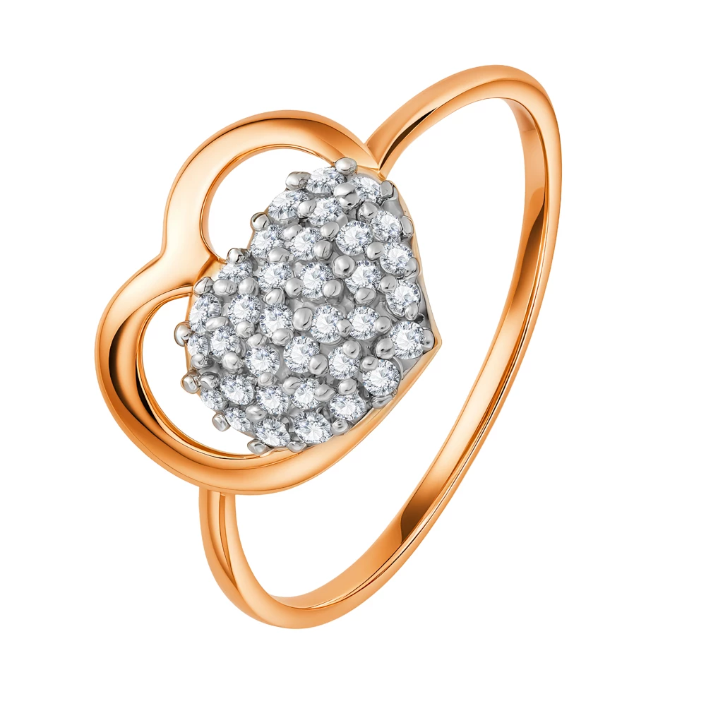 Кольцо с фианитами из красного золота 375 пробы