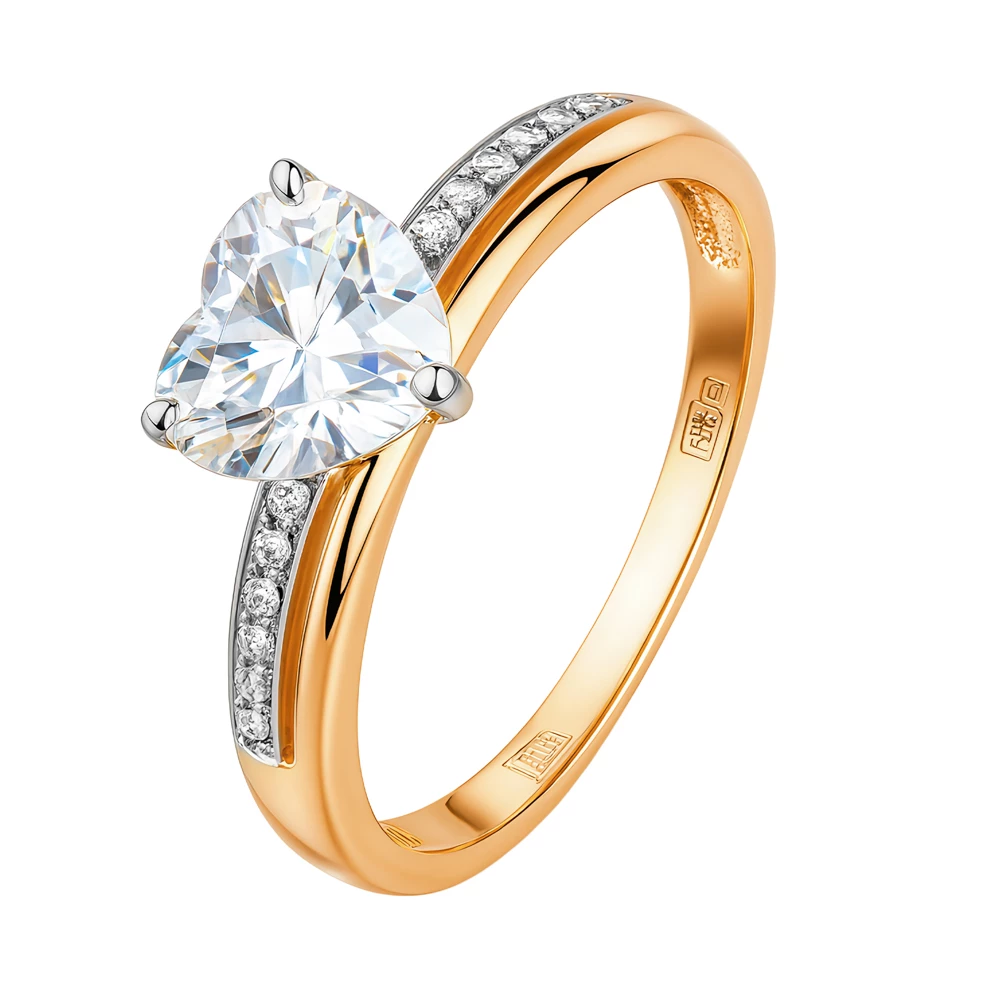 Кольцо с фианитами из красного золота 375 пробы