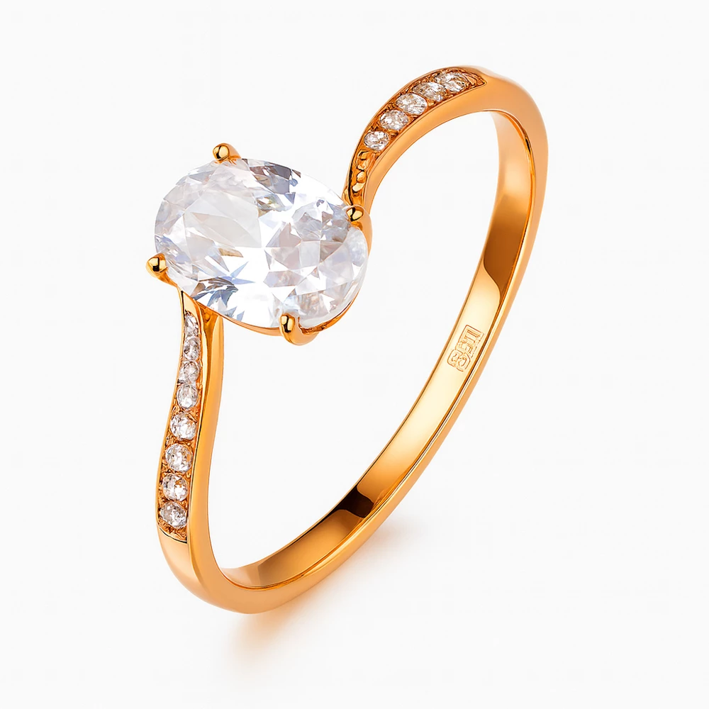 Кольцо с фианитами из красного золота 375 пробы