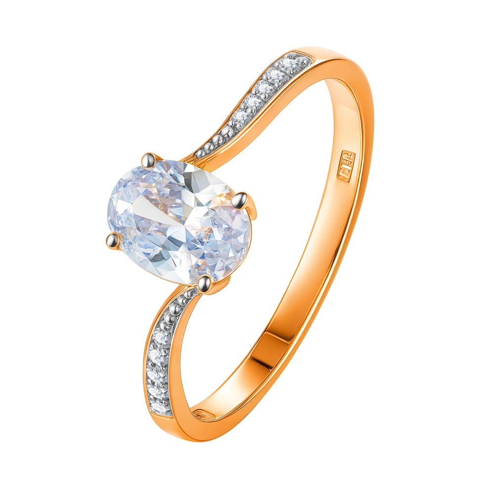 Кольцо с фианитами из красного золота 375 пробы