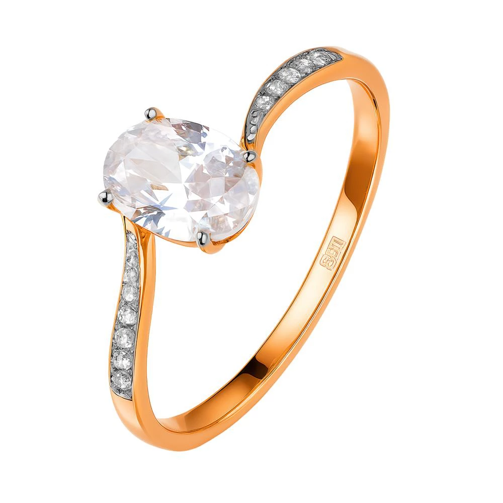 Кольцо с фианитами из красного золота 375 пробы