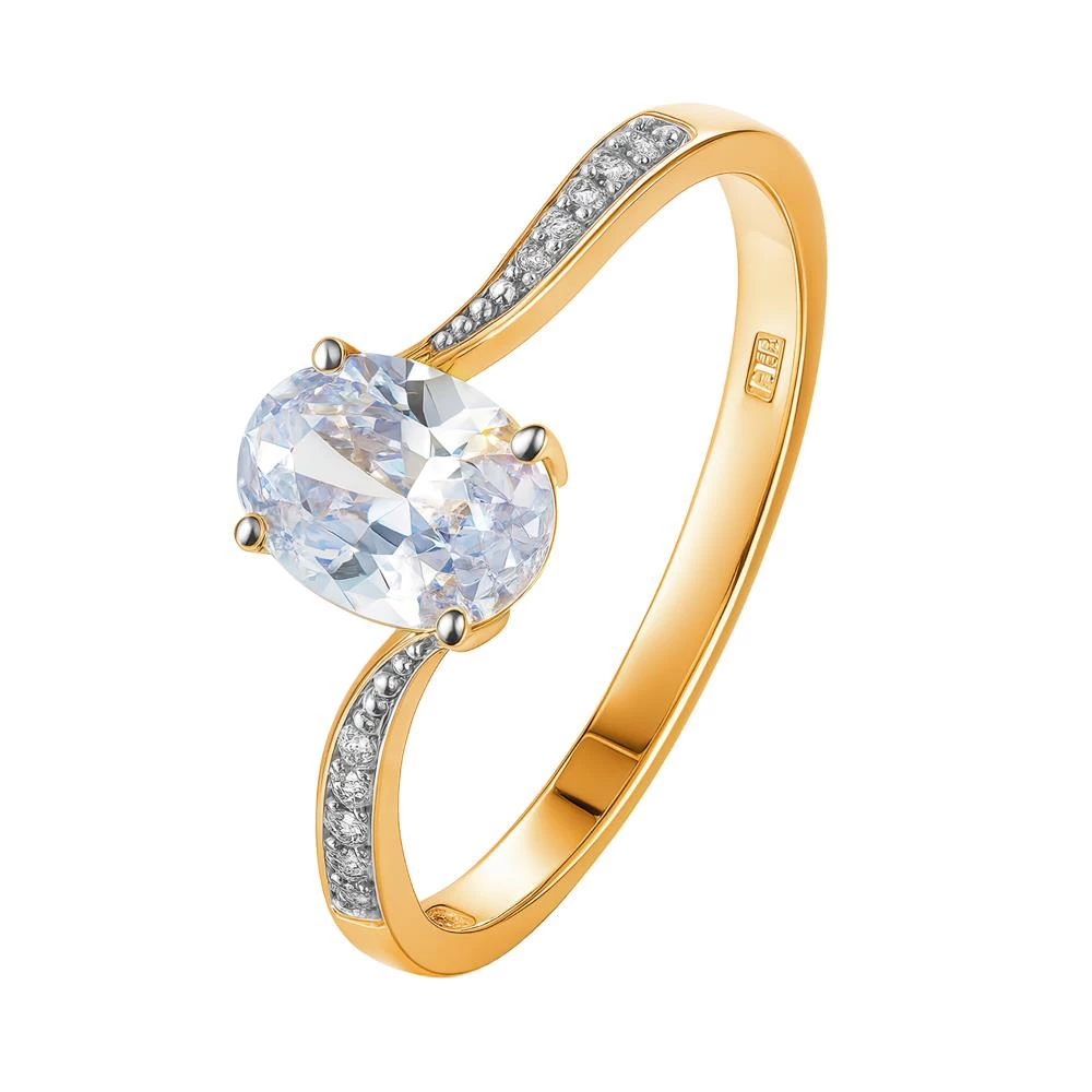 Кольцо с фианитами из красного золота 375 пробы