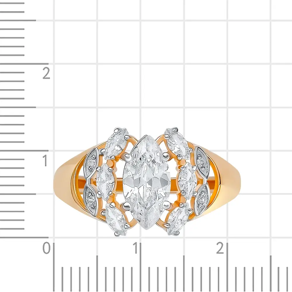 Кольцо с фианитами из красного золота 585 пробы 2
