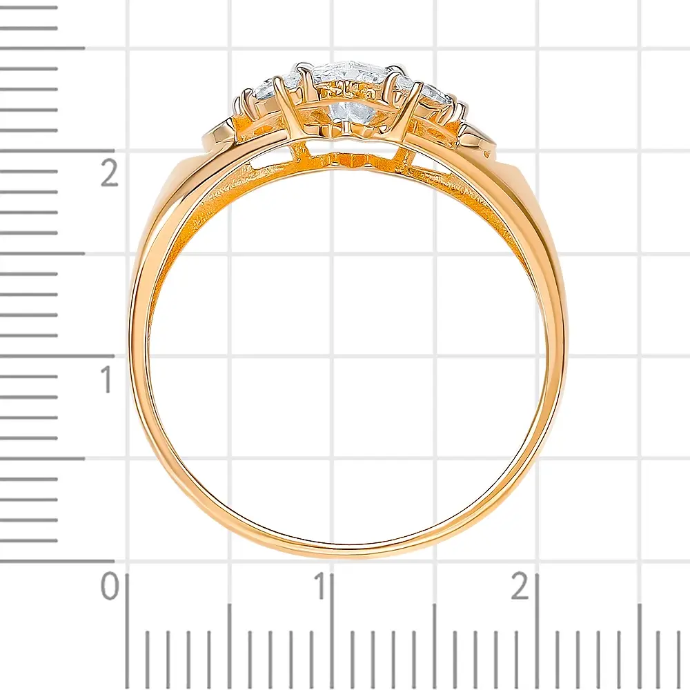 Кольцо с фианитами из красного золота 585 пробы 3