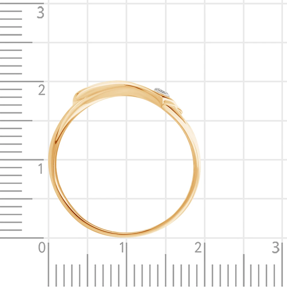 Кольцо с фианитом из красного золота 585 пробы 3