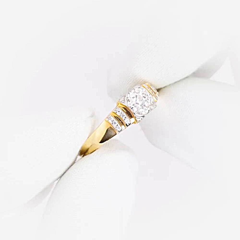 Кольцо с фианитами из красного золота 585 пробы 1