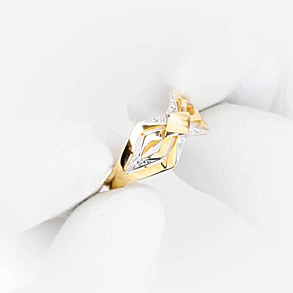 Кольцо с фианитами из красного золота 585 пробы 1