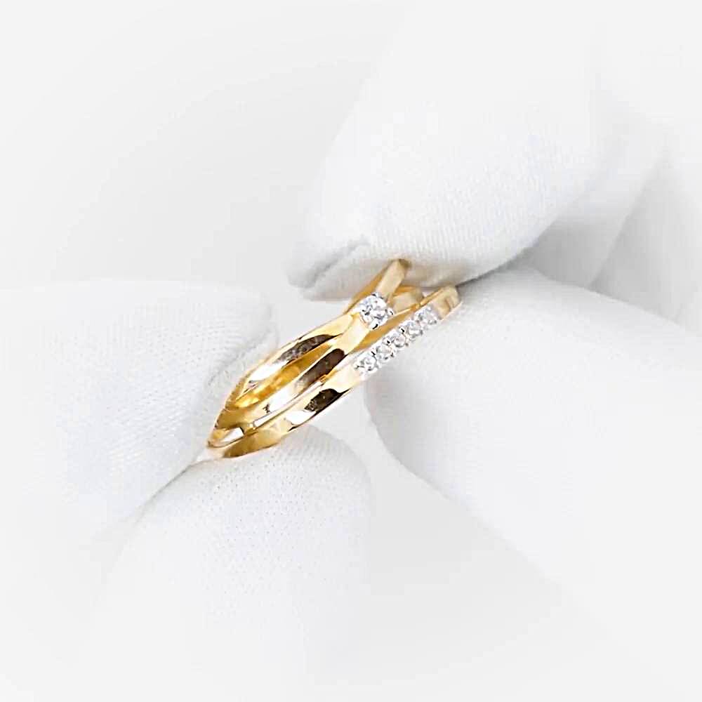 Кольцо с фианитами из красного золота 585 пробы