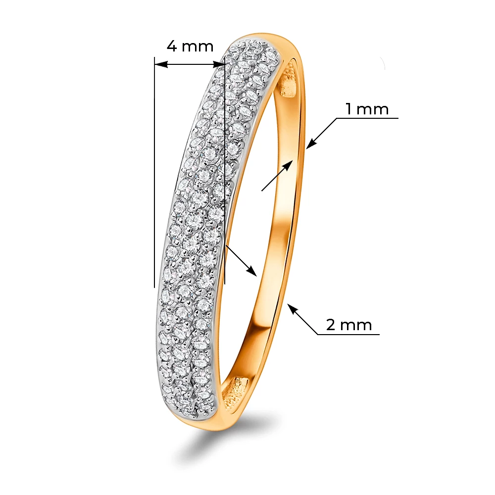 Кольцо с фианитами из красного золота 585 пробы