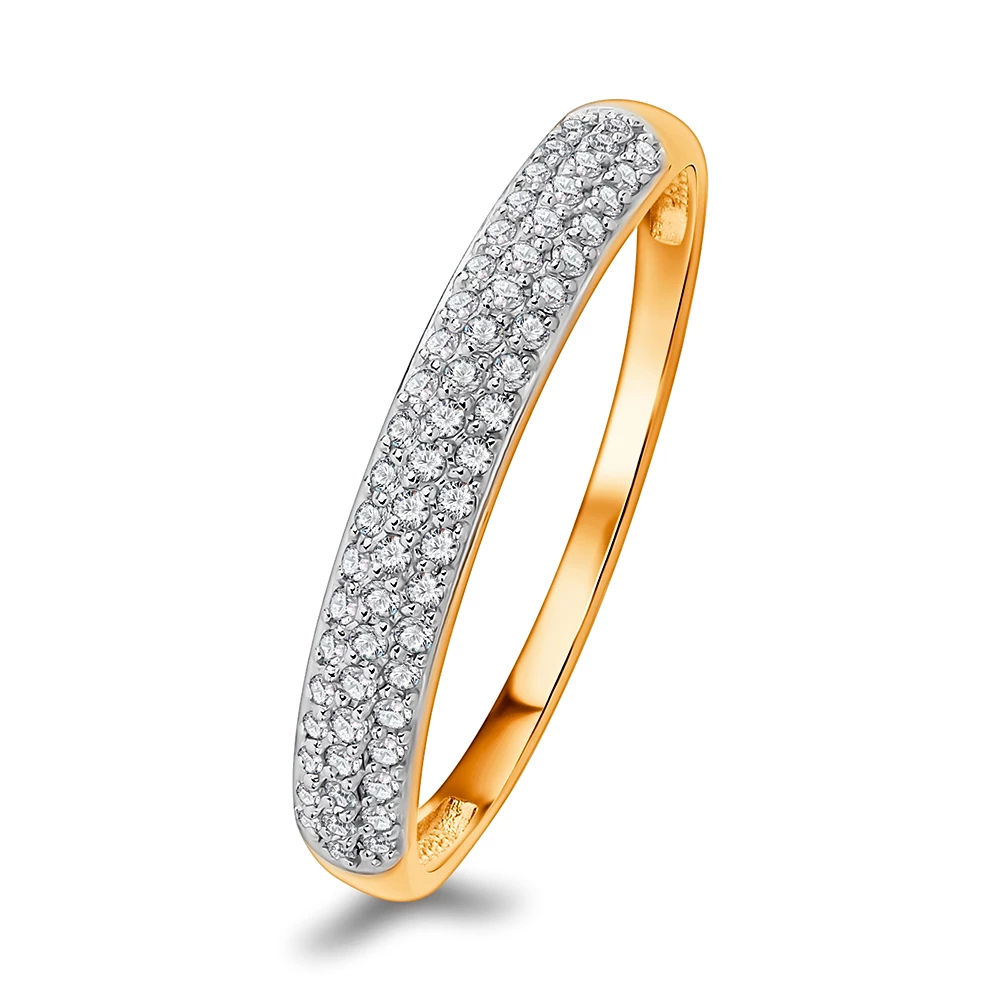 Кольцо с фианитами из красного золота 585 пробы