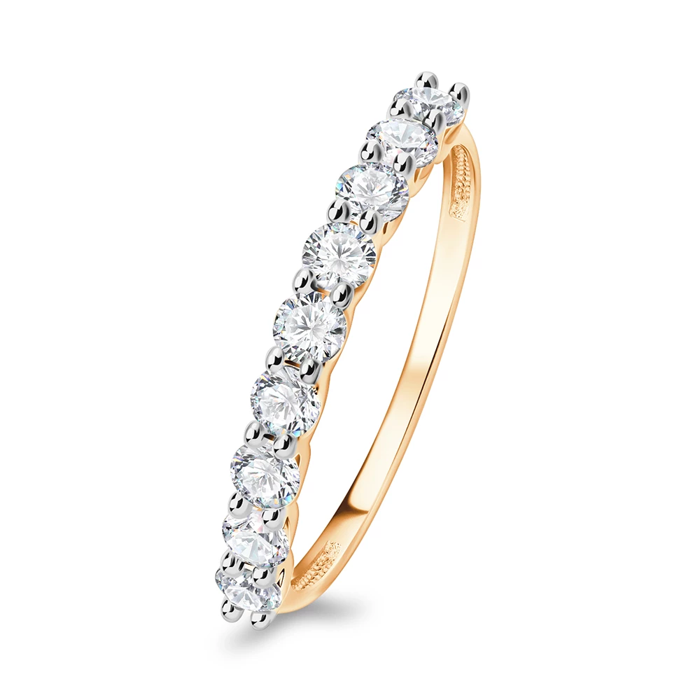 Кольцо с фианитами из красного золота 585 пробы 2