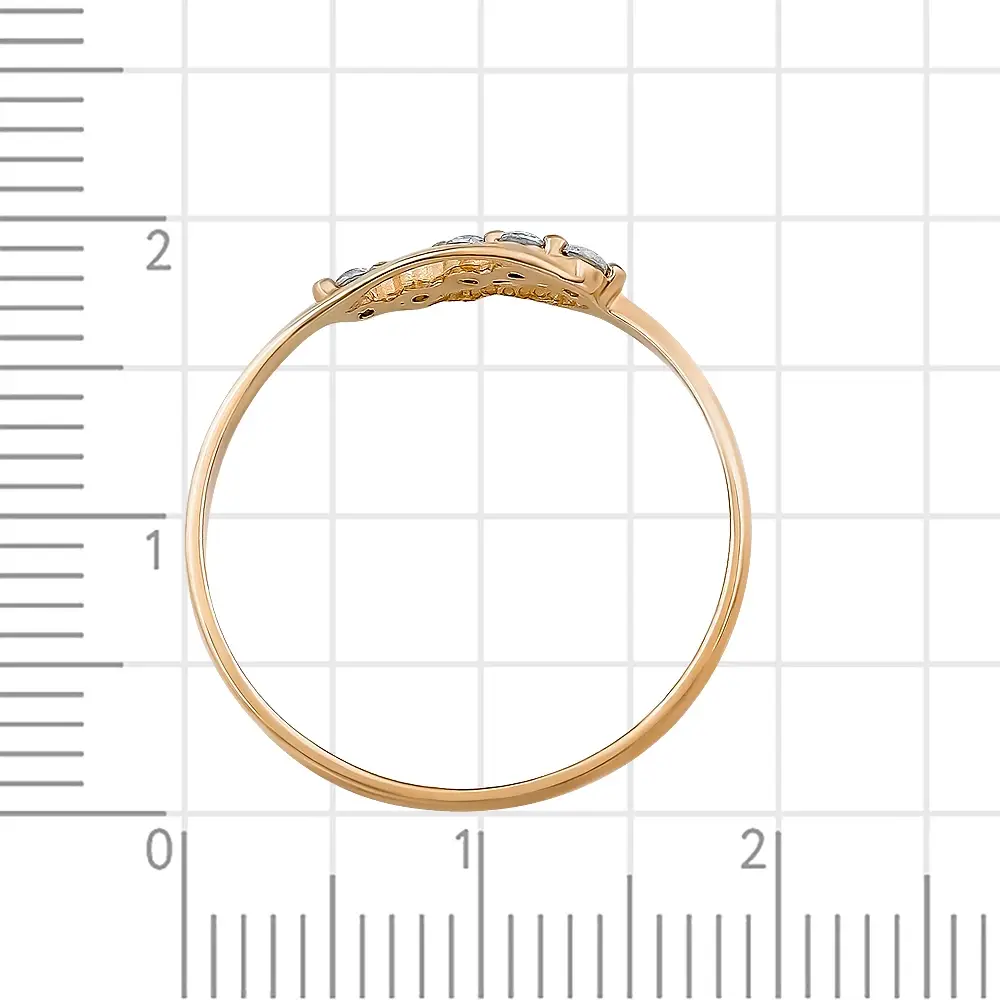Кольцо с фианитами из красного золота 585 пробы 4