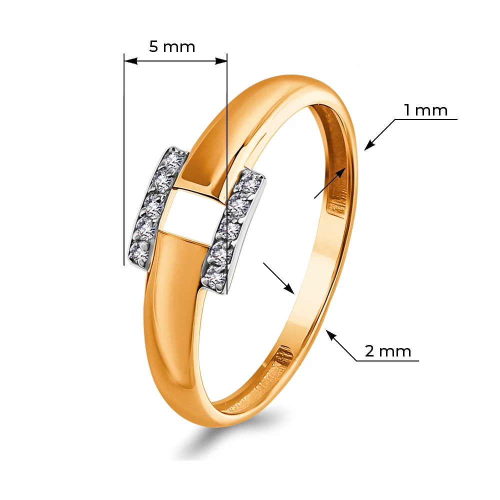 Кольцо с фианитами из красного золота 585 пробы