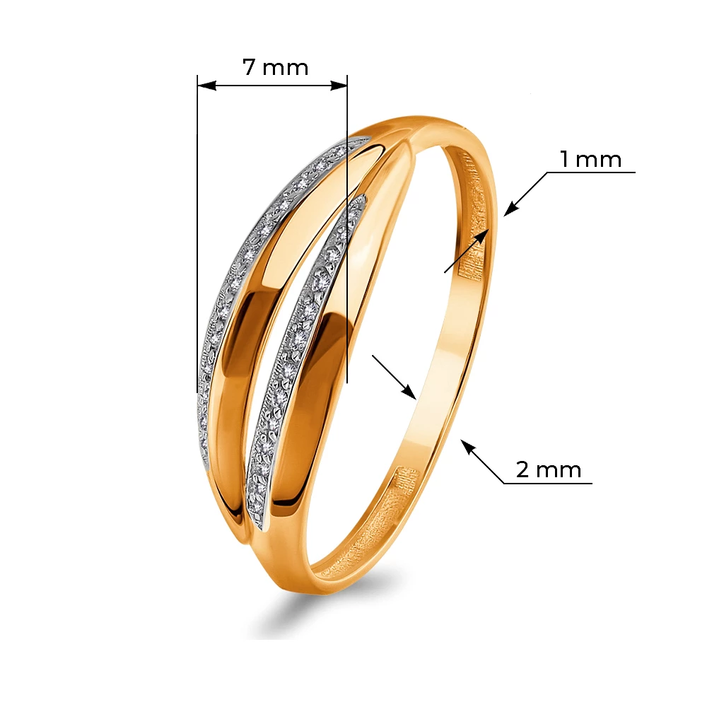 Кольцо с фианитами из красного золота 585 пробы