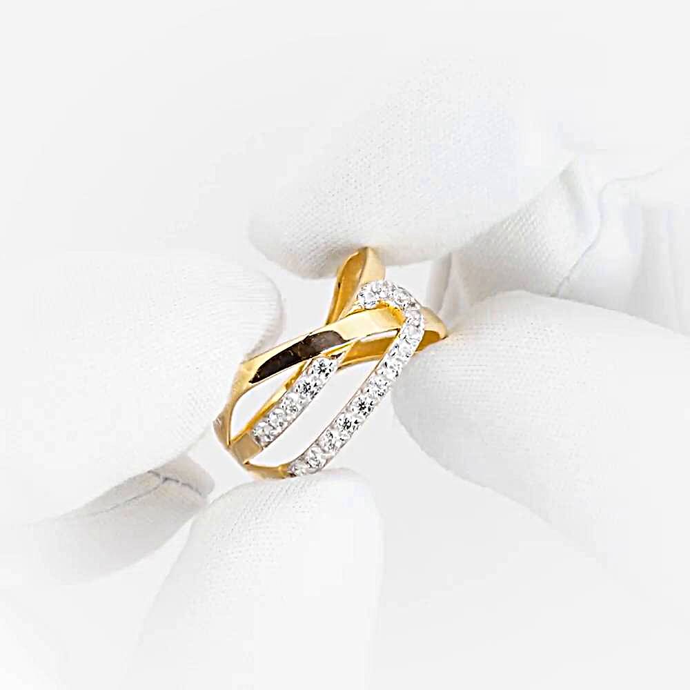 Кольцо с фианитами из красного золота 585 пробы 1