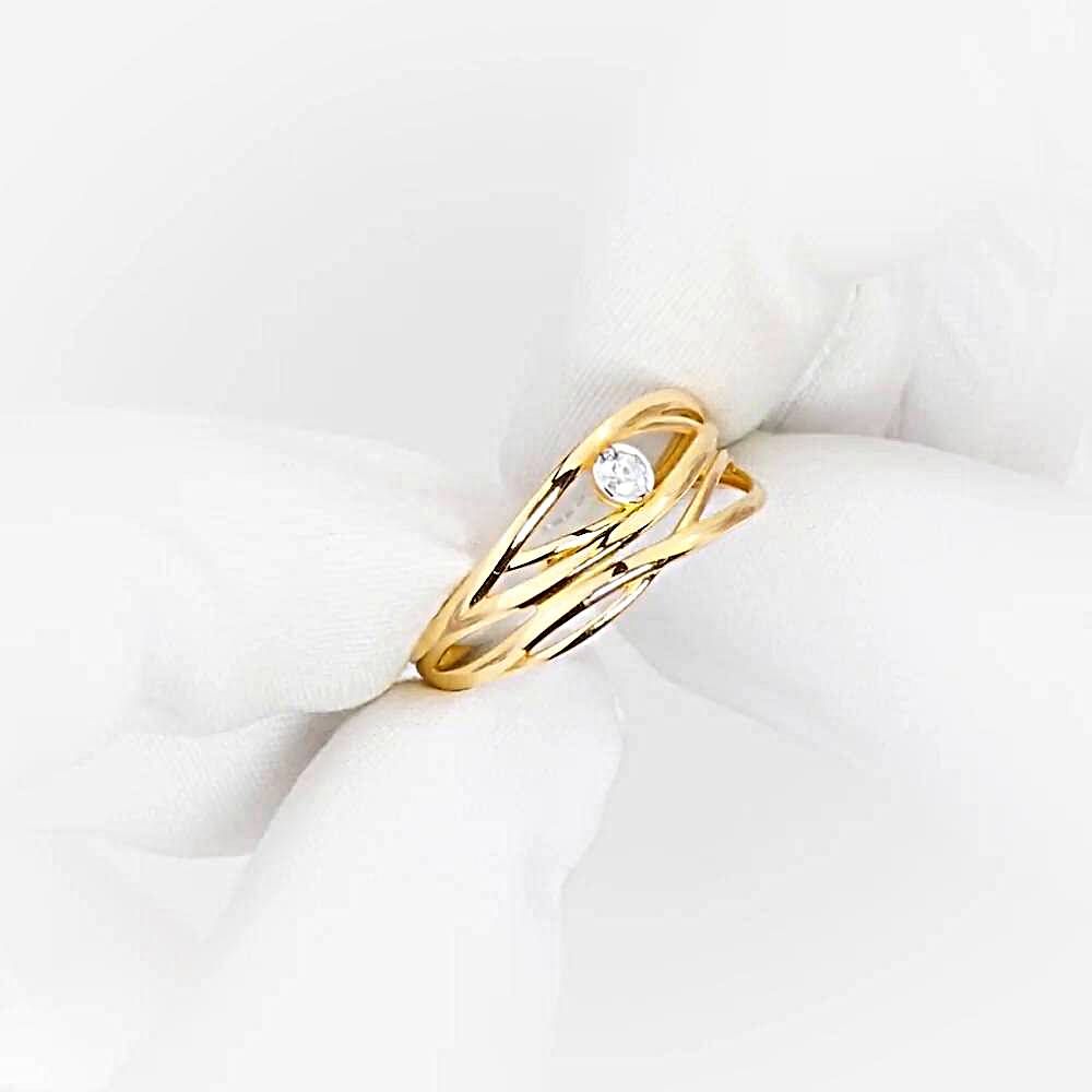 Кольцо с фианитом из красного золота 585 пробы 1