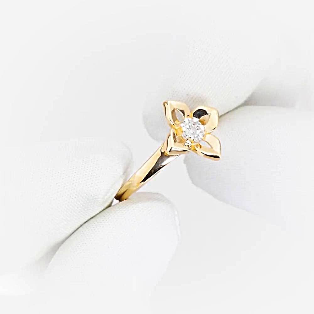 Кольцо с фианитами из красного золота 585 пробы 1