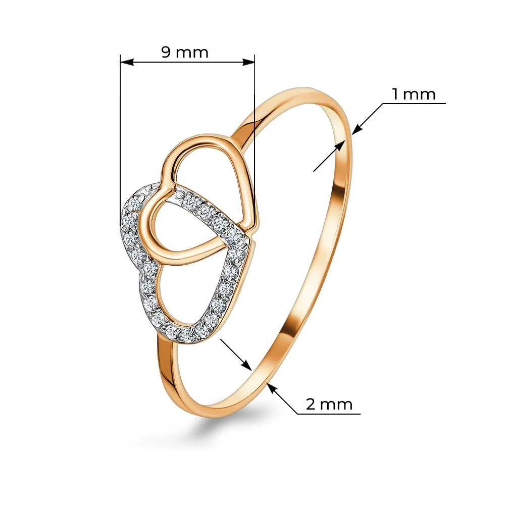 Кольцо с фианитами из красного золота 375 пробы