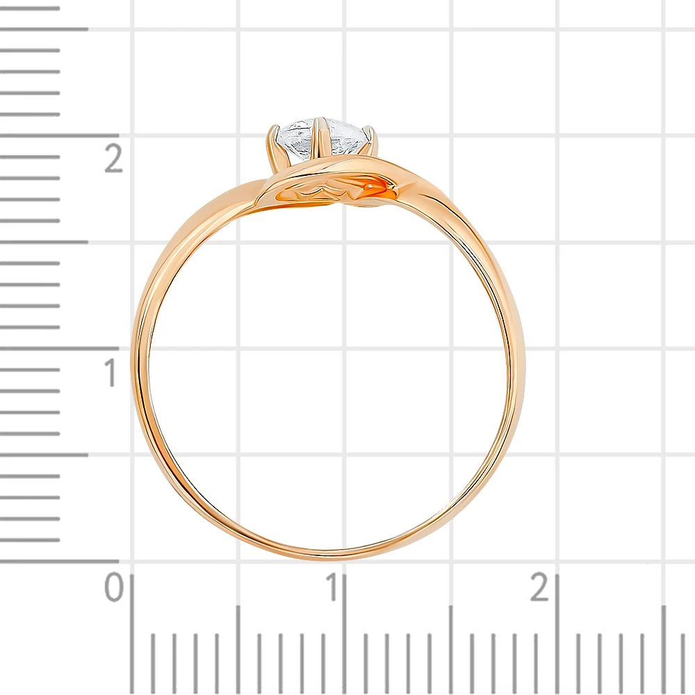 Кольцо с фианитом из красного золота 375 пробы