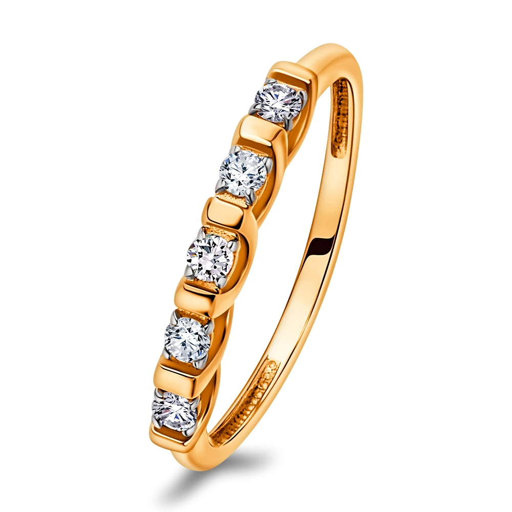 Кольцо с фианитами из красного золота 375 пробы