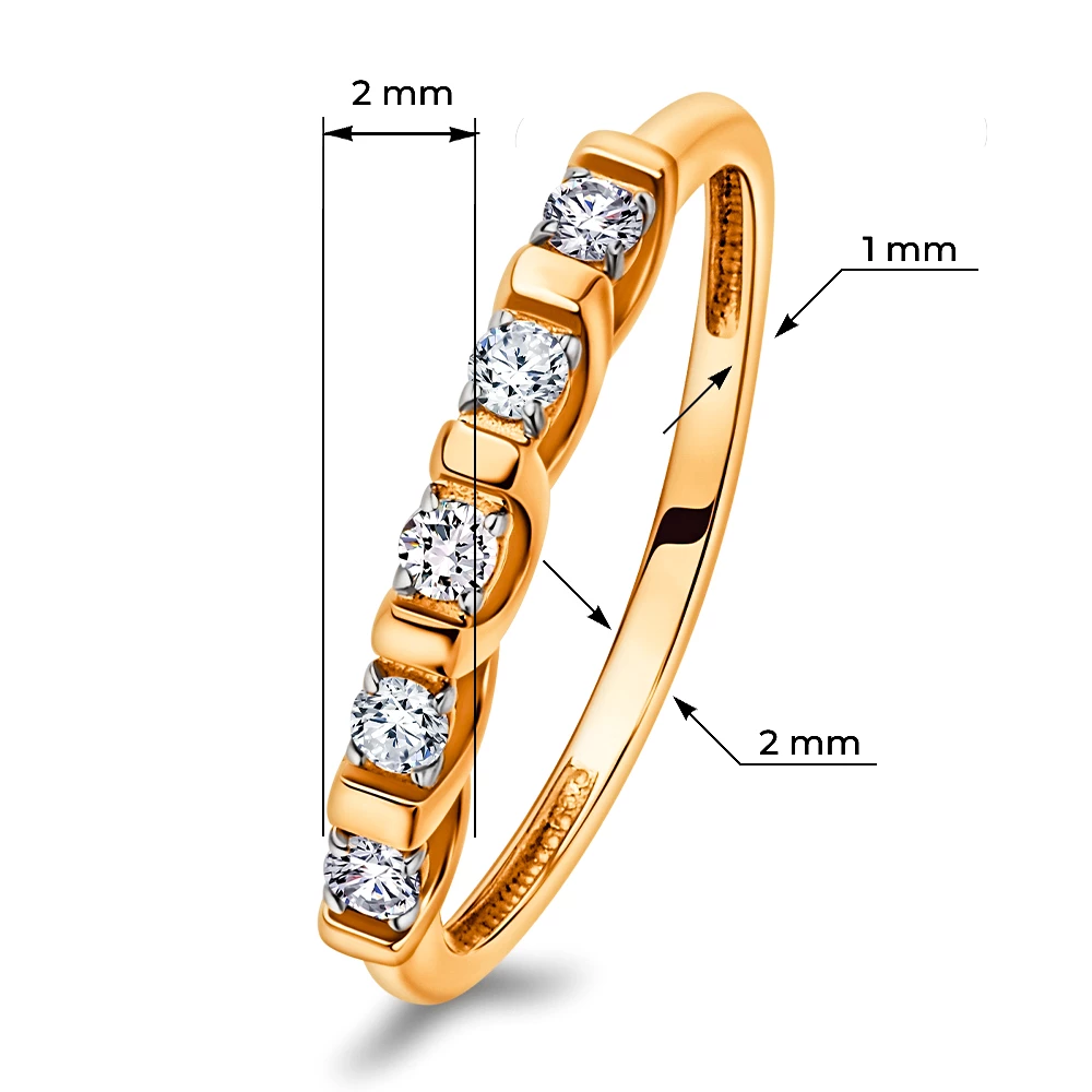 Кольцо с фианитами из красного золота 375 пробы