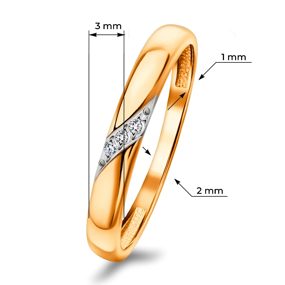 Кольцо с фианитами из красного золота 375 пробы