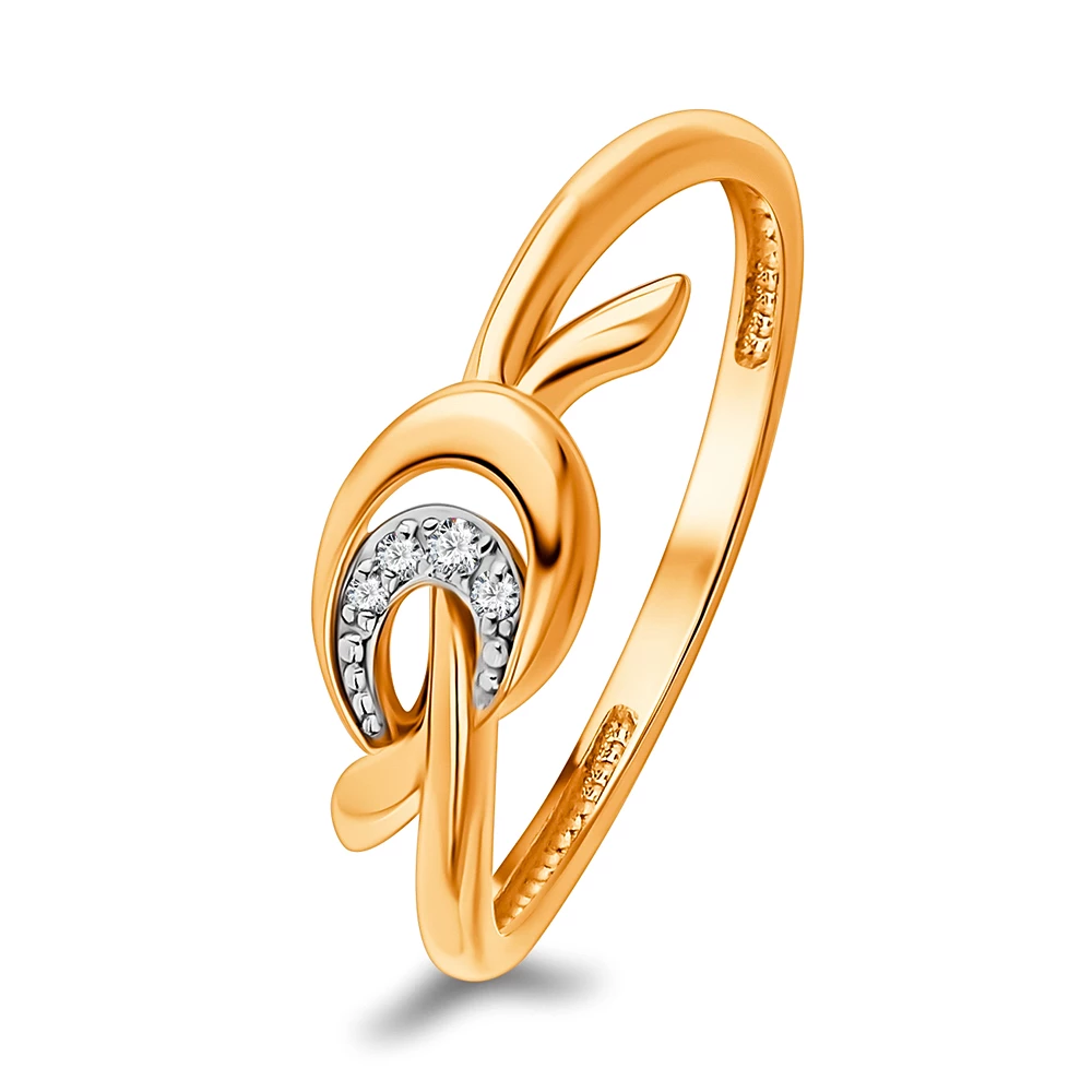 Кольцо с фианитами из красного золота 585 пробы