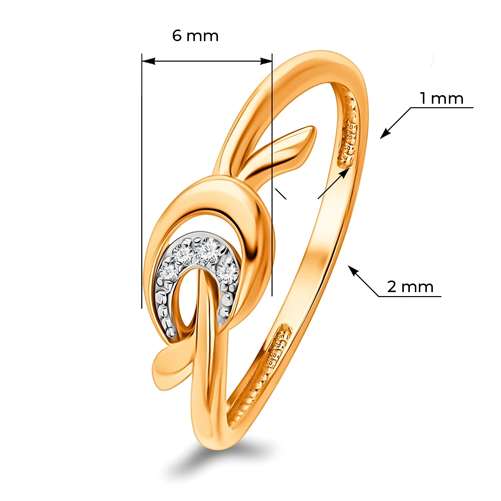 Кольцо с фианитами из красного золота 585 пробы
