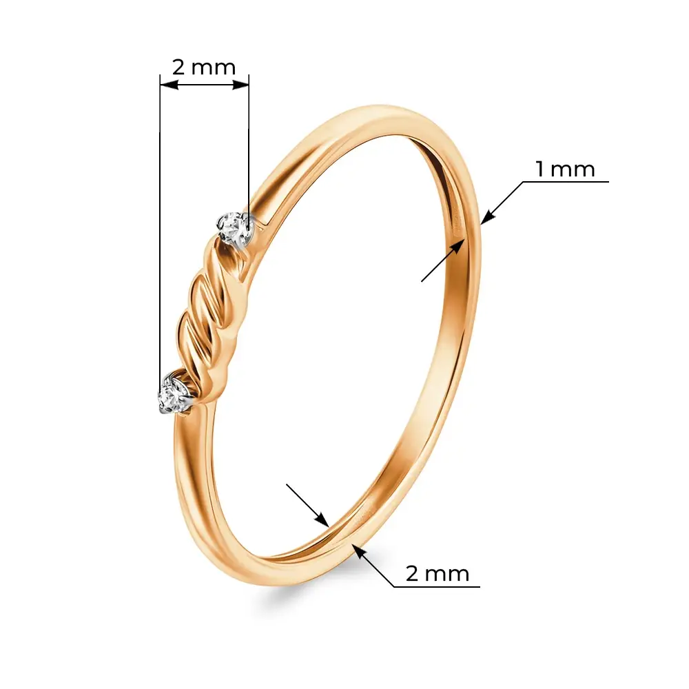 Кольцо с фианитами из красного золота 585 пробы 3