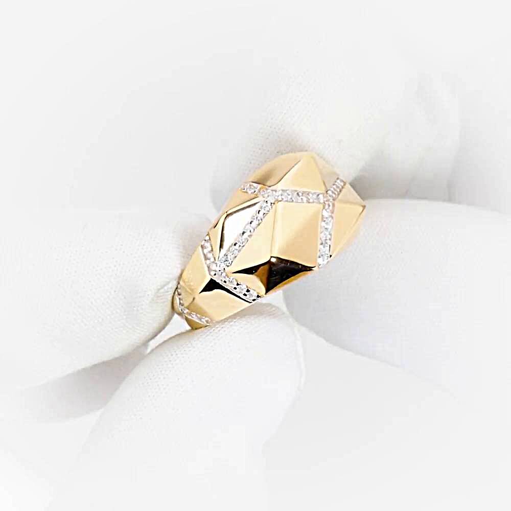 Кольцо с фианитами из красного золота 585 пробы 1