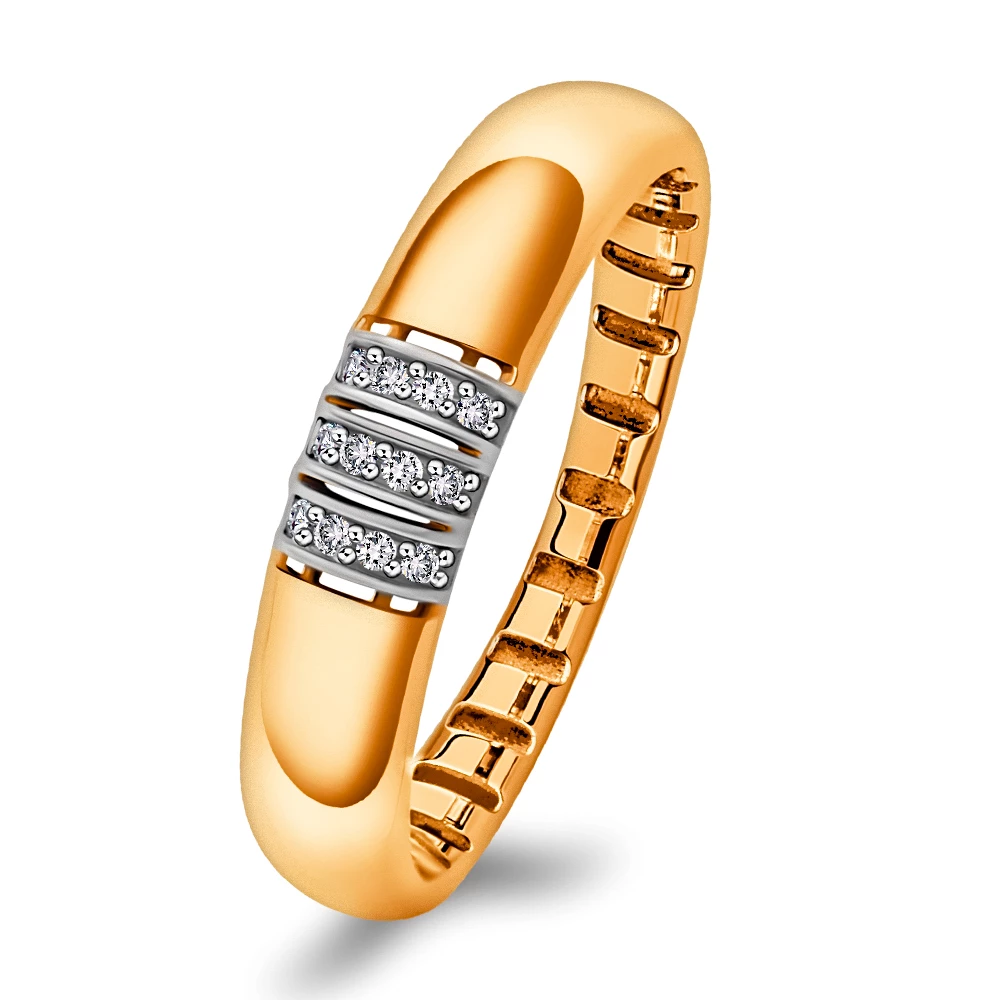 Кольцо с фианитами из красного золота 585 пробы