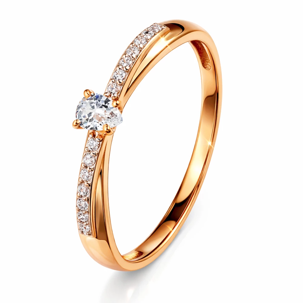 Кольцо с фианитами из красного золота 585 пробы