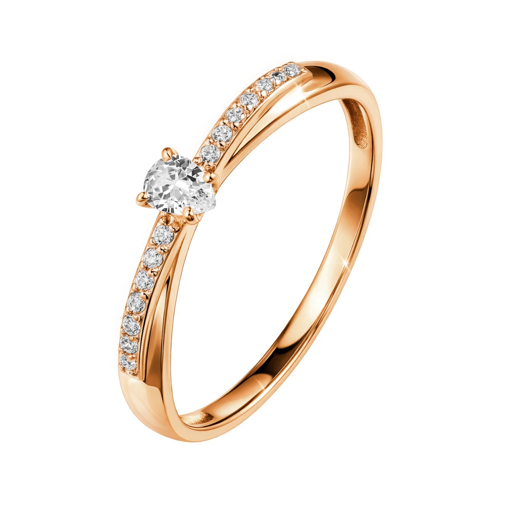 Кольцо с фианитами из красного золота 585 пробы