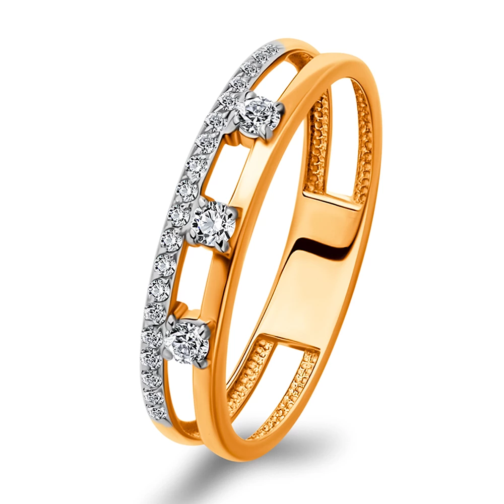 Кольцо с фианитами из красного золота 375 пробы