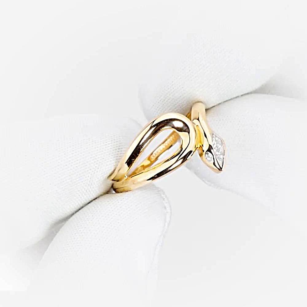 Кольцо  Змея с фианитами из красного золота 375 пробы 1