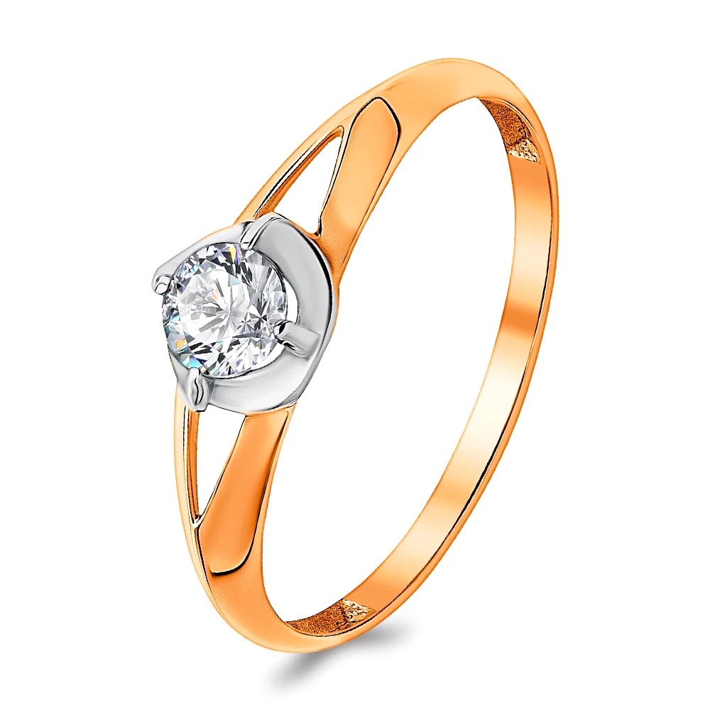 Кольцо с фианитом из красного золота 375 пробы