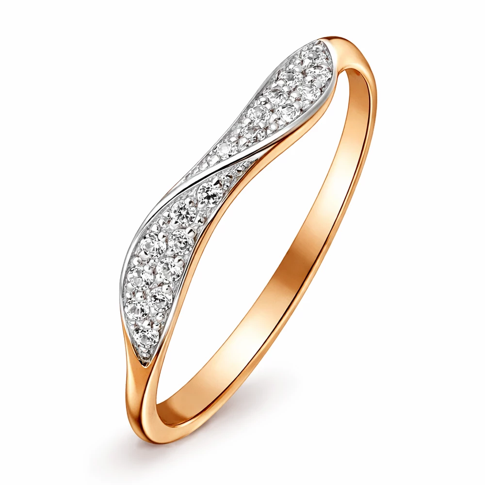 Кольцо с фианитами из красного золота 375 пробы