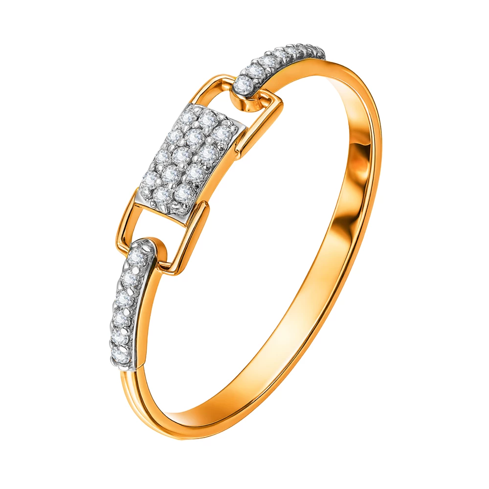 Кольцо с фианитами из красного золота 585 пробы