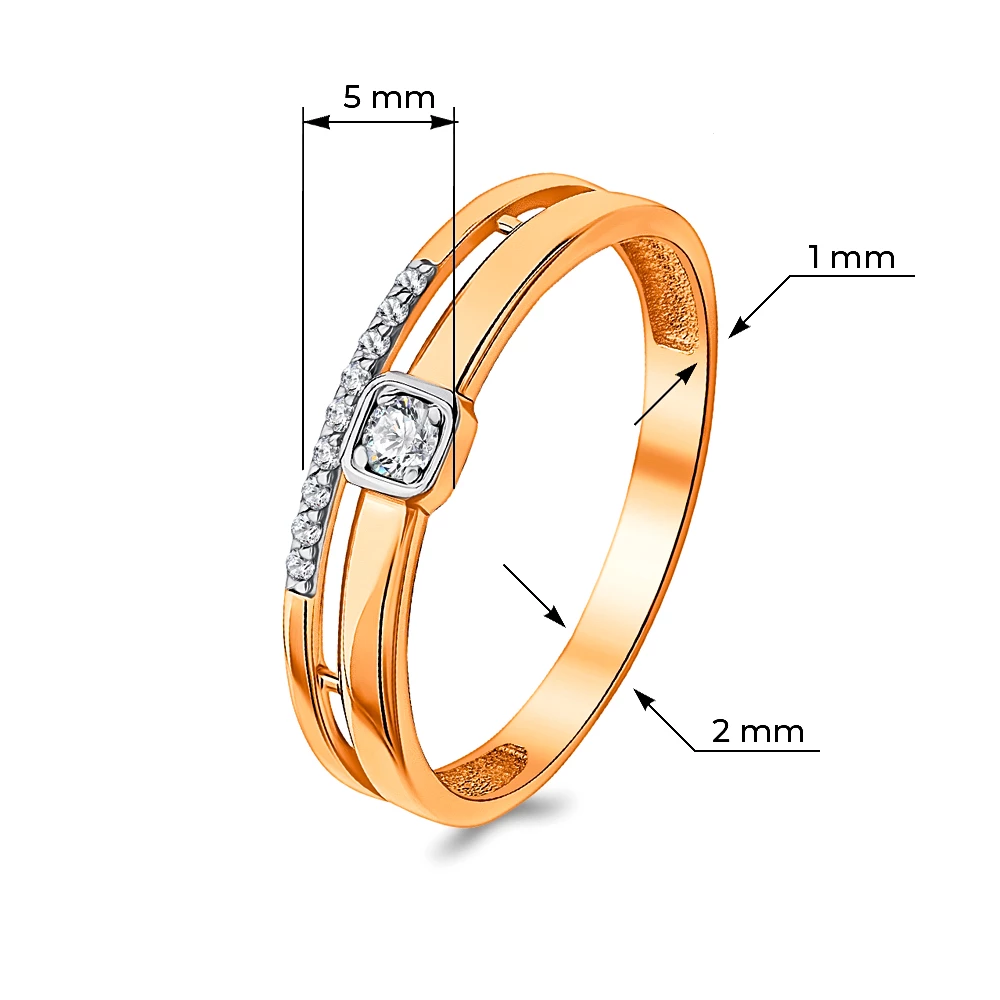 Кольцо с фианитами из красного золота 375 пробы