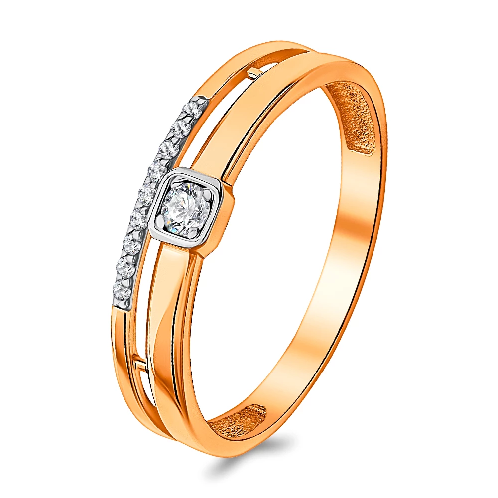 Кольцо с фианитами из красного золота 375 пробы