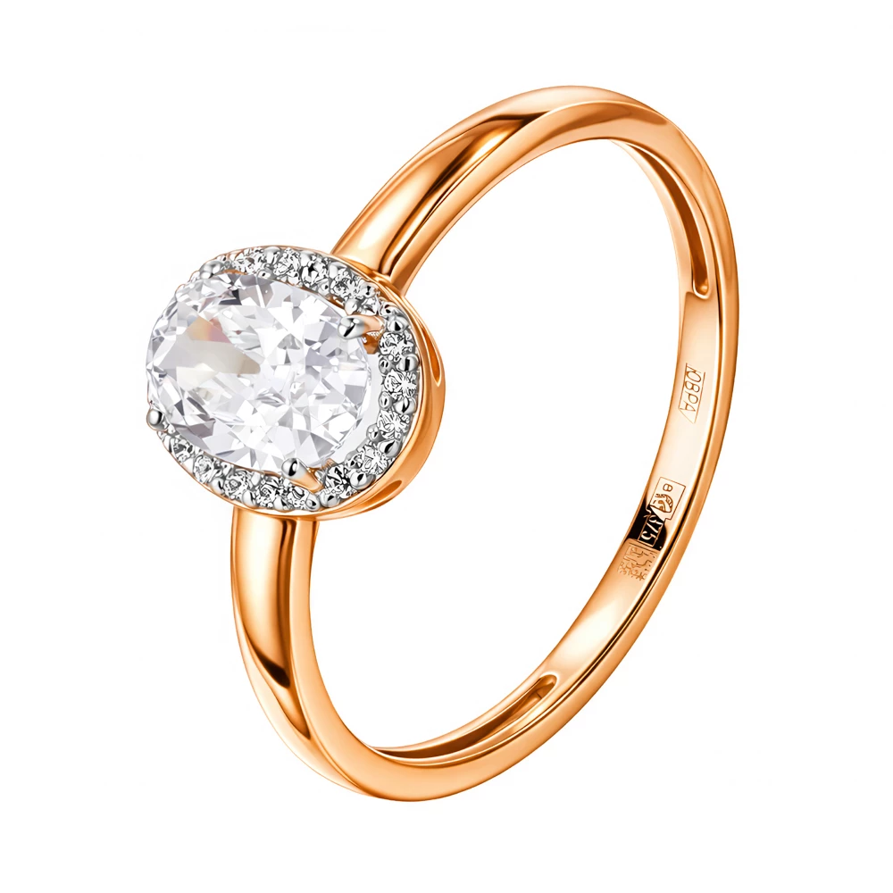 Кольцо с фианитами из красного золота 375 пробы