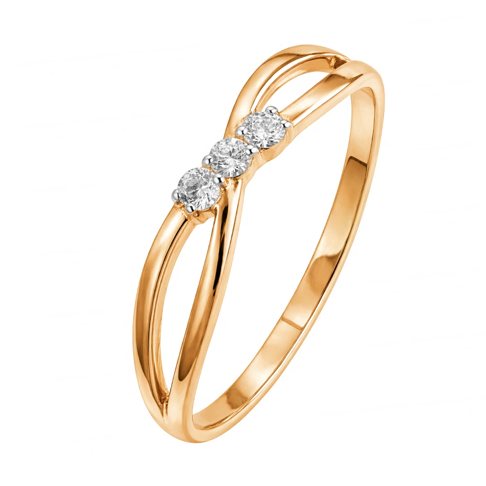 Кольцо с фианитами из красного золота 585 пробы