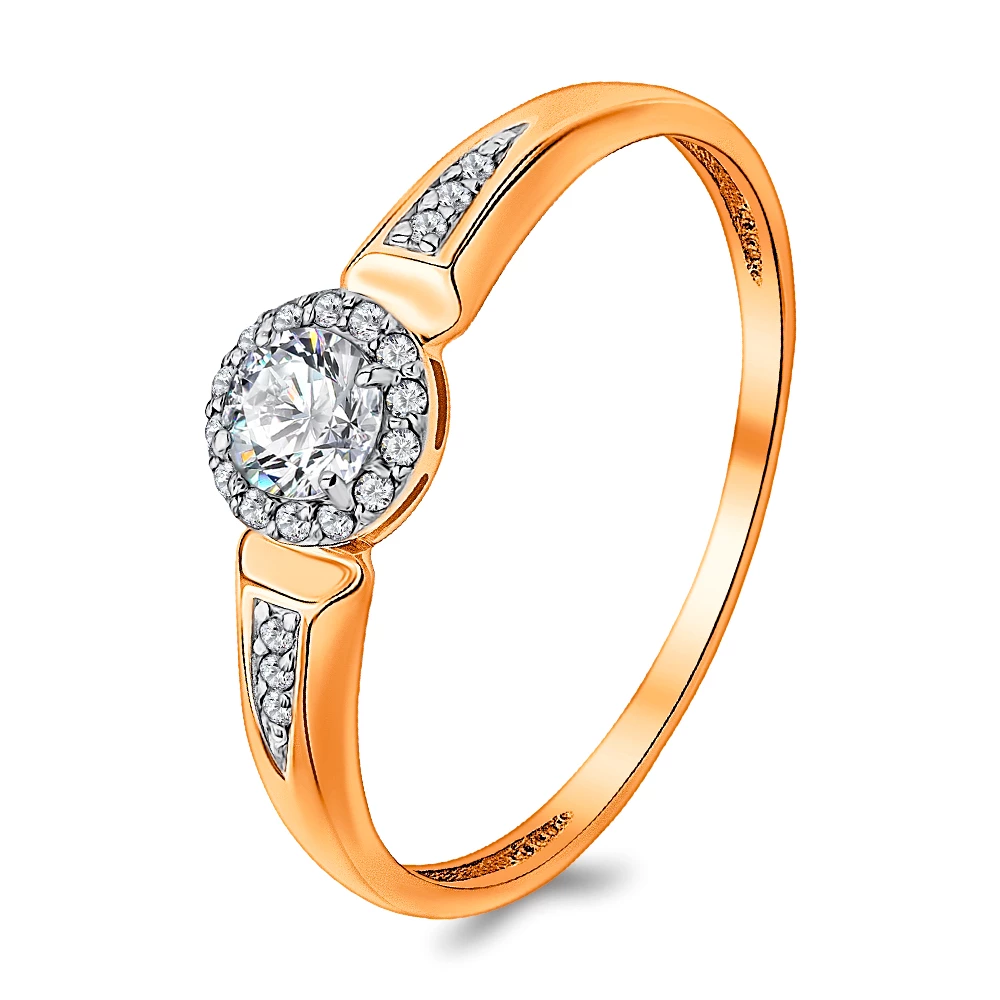 Кольцо с фианитами из красного золота 375 пробы