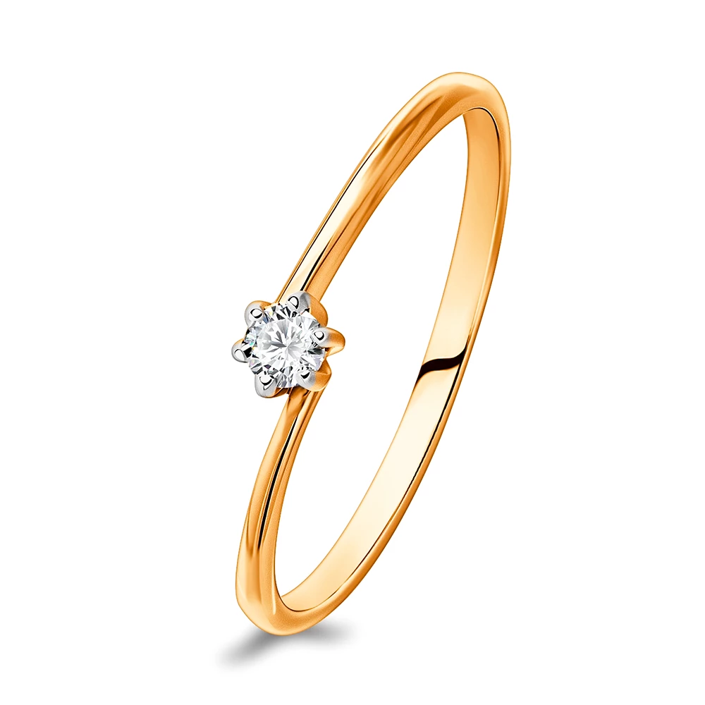 Кольцо с фианитом из красного золота 375 пробы