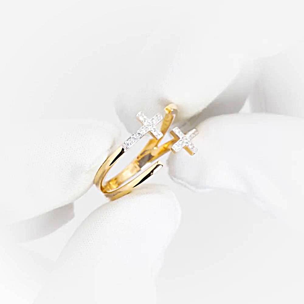 Кольцо с фианитами из красного золота 585 пробы 1